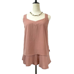 BANANA REPUBLIC Blush Pink Sleeveless V-Neck Blouse w/ Ruffle Size L